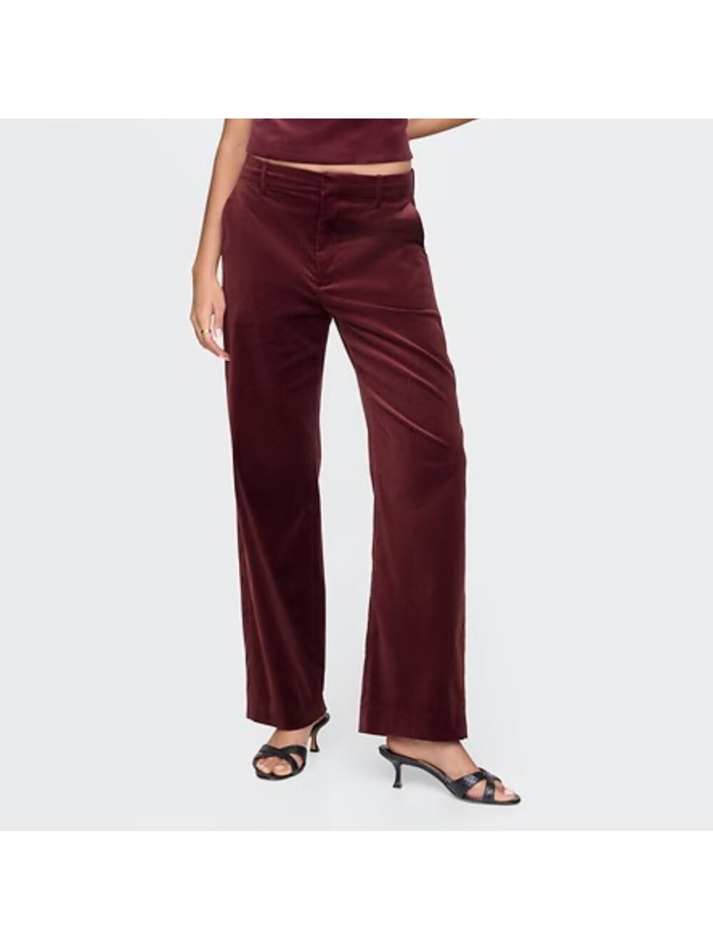 GAP Velvet High Rise Straight Leg Pants Red Noir Size 4 NWT